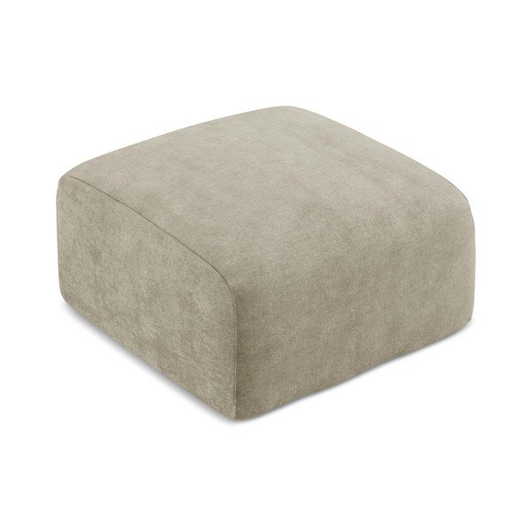 Poggiapiedi beige con rivestimento in ciniglia Leila – Makamii-image-2