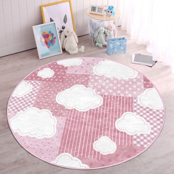 Tappeto rosa per bambini ø 100 cm Comfort - Mila Home-image-4
