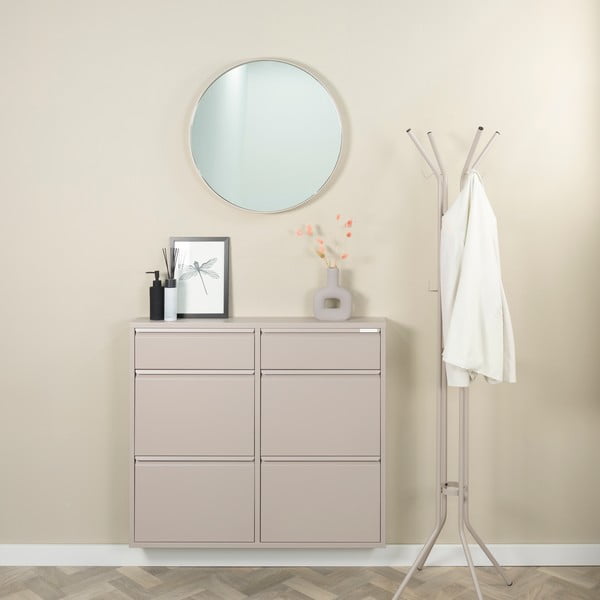 Scarpiera grigio tortora in metallo con ante ribaltabili 98x86x15 cm Billy – Spinder Design-image-1