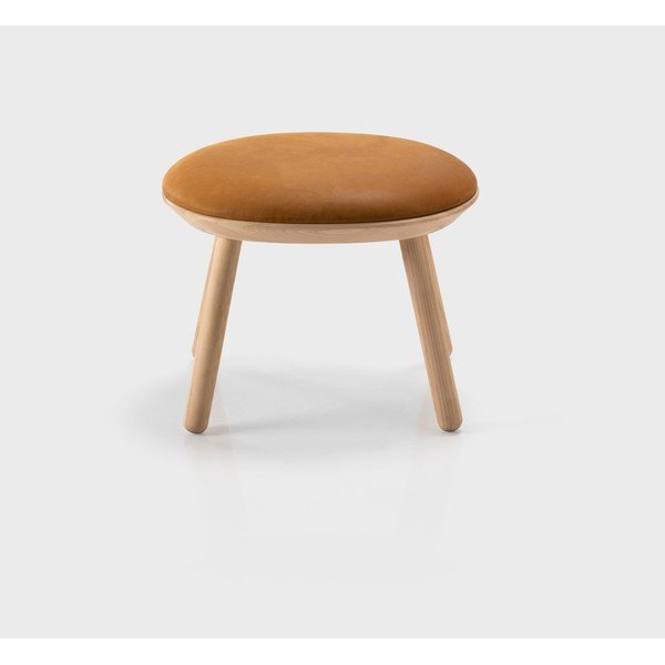 Pouf in pelle marrone cognac Naïve - EMKO-image-3