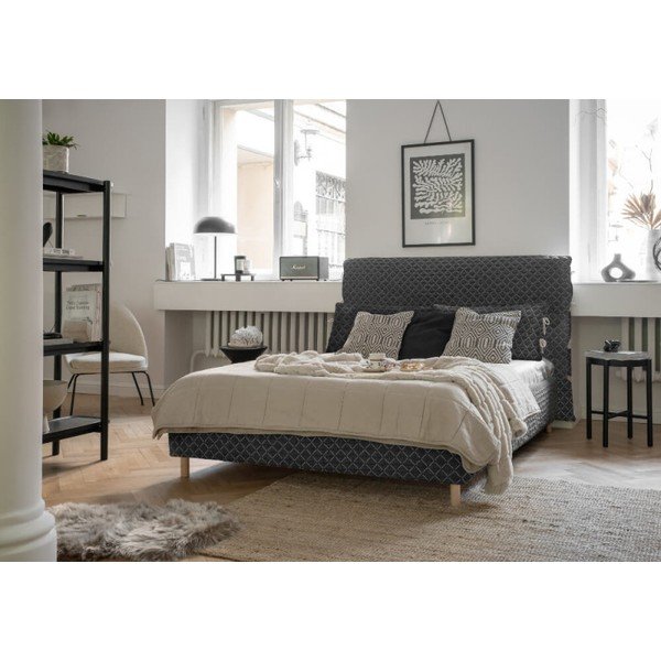 Letto matrimoniale imbottito grigio con rete 140x200 cm Sleepy Luna - Miuform-image-2