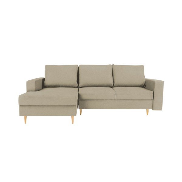 Divano letto angolare beige con lettino sul lato sinistro Iris - Mazzini Sofas