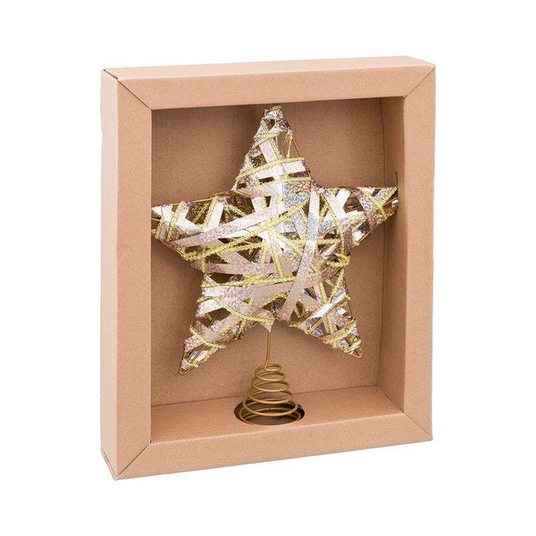 Puntale per albero di Natale in metallo Star – Casa Selección-image-1