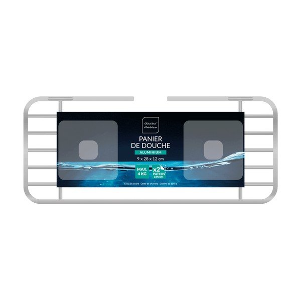 Mensola da bagno senza foratura color argento lucido in alluminio Filaire Aluminium – douceur d'intérieur-image-2