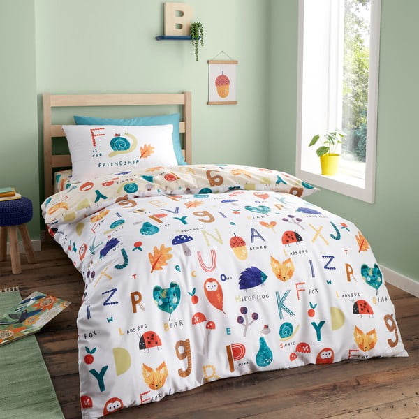 Biancheria da letto per bambini per letto singolo 140x200 cm Woodland Alphabet - RHS