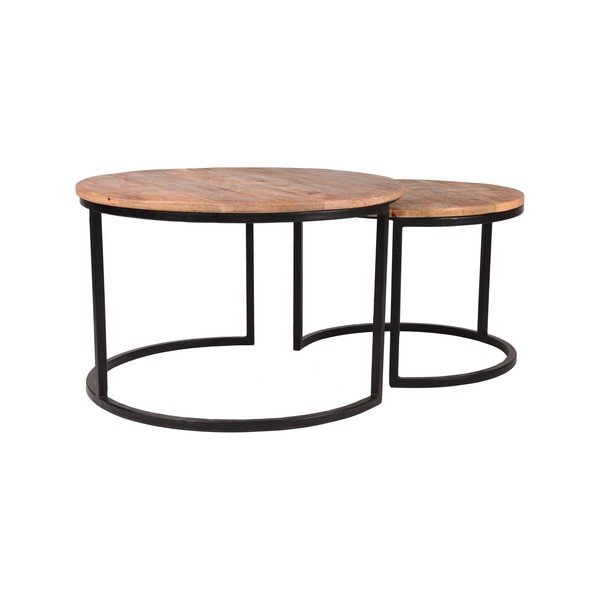 Sada 2 odkládací stolků z mangového dřeva LABEL51 Coffee, ⌀ 50 cm a ⌀ 70 cm-image-4