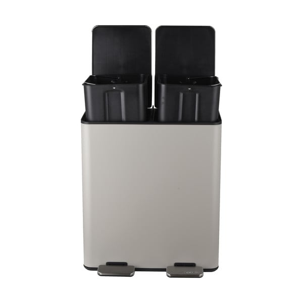 Cestino per la spazzatura grigio tortora in acciaio per raccolta differenziata/con pedale 2x20 l   Aliya – Spirella-image-2