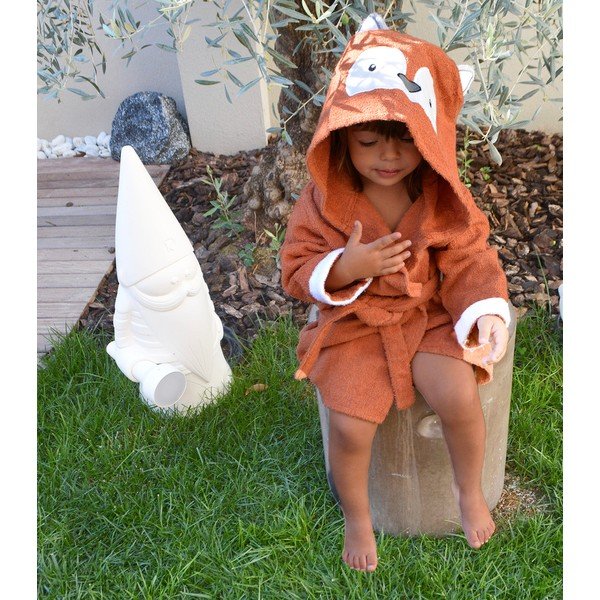 Accappatoio per neonato in cotone arancione taglia L Fox - Rocket Baby-image-1