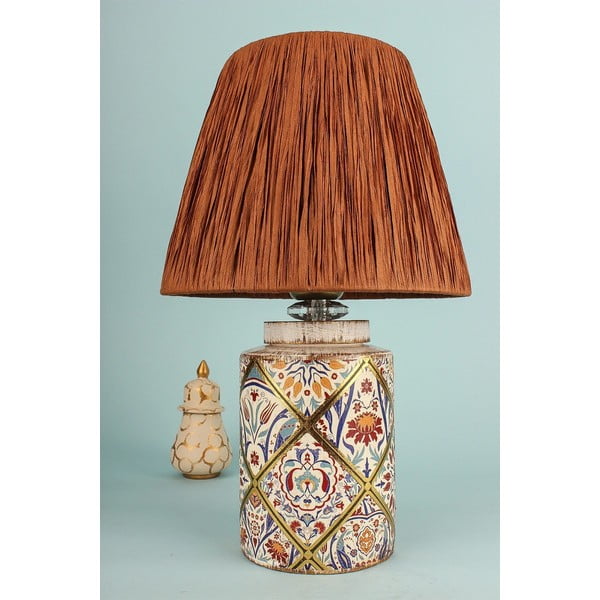 Lampada da tavolo color terracotta con paralume in carta lavorata (altezza totale 40 cm) Alev – Opviq lights-image-1