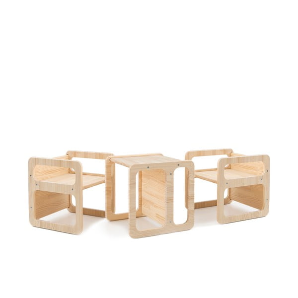 Sedie per bambini in legno in set di 3 pezzi Natural - Little Nice Things