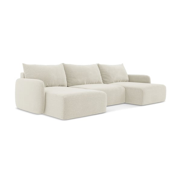 Divano angolare color crema allungabile/con contenitore Kalena – Makamii-image-1
