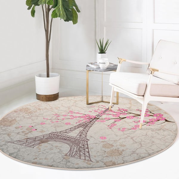 Tappeto rotondo lavabile rosa chiaro adatto per aspirapolvere robot ø 120 cm Comfort - Mila Home-image-3