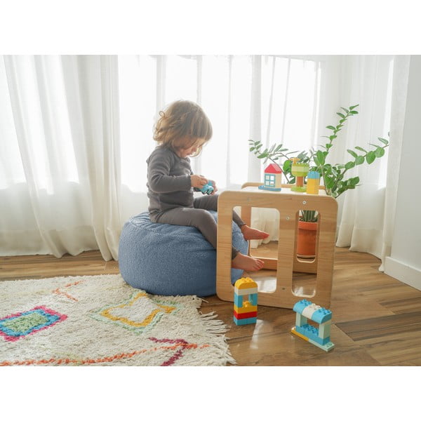 Pouf grigio per bambini in tessuto bouclé Blue - Really Nice Things-image-1