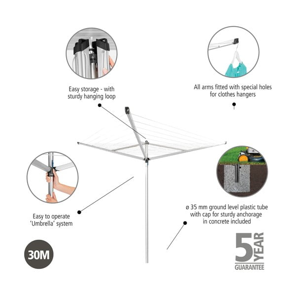 Stendino da giardino argentato 30 m Essential – Brabantia-image-4