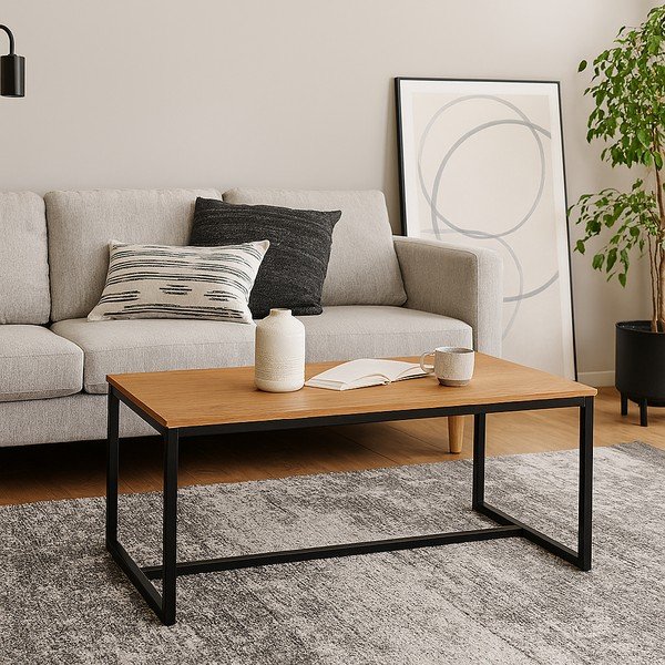 Tavolino da salotto di colore naturale con effetto rovere 47x90 cm Norden – Bonami Essentials-image-1
