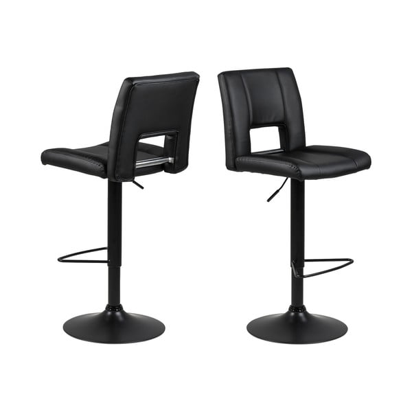 Sgabello da bar nero ad altezza regolabile Sylvia - Actona-image-2