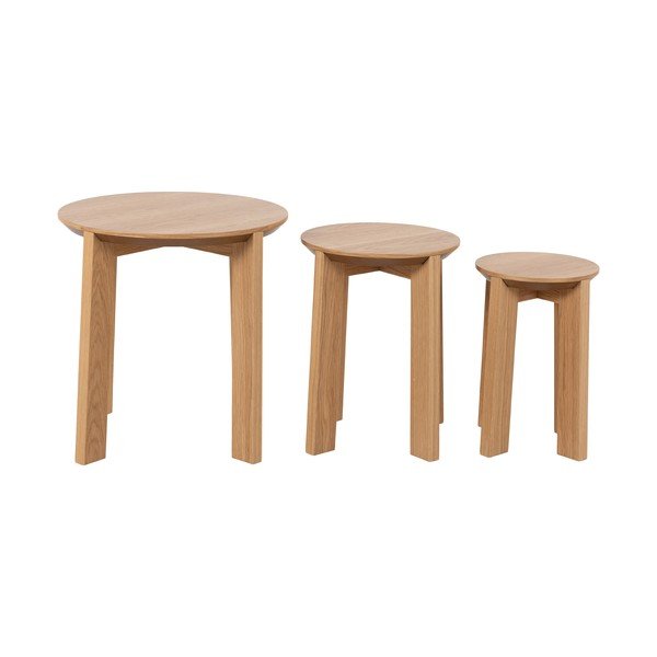 Set di 3 tavoli contenitori rotondi in rovere ø 50 cm Maxime - Actona-image-4