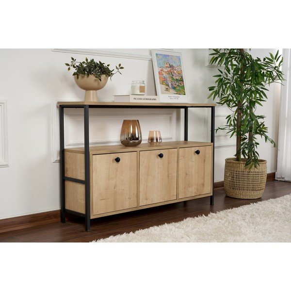 Tavolo consolle colore naturale chiaro con effetto rovere 29,5x120 cm Solace – Kalune Design-image-1