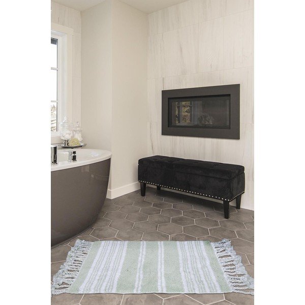 Tappeto da bagno in cotone verde, 60 x 90 cm Martil - Foutastic-image-1