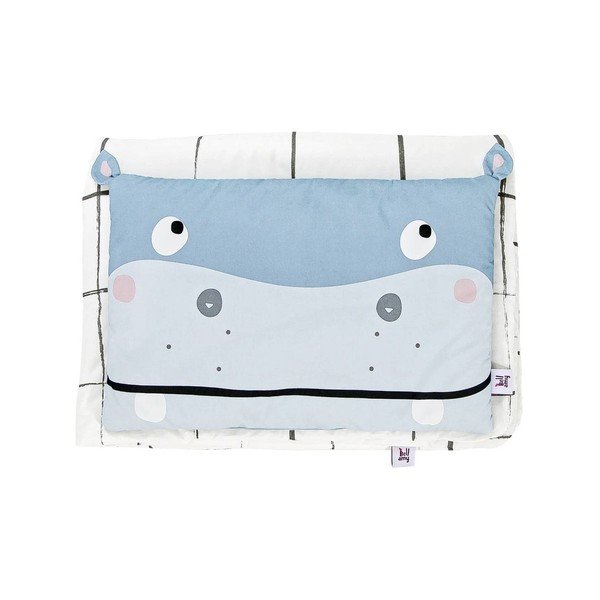Coperta e cuscino in cotone per lettino 200x140 cm Hippo - BELLAMY-image-3