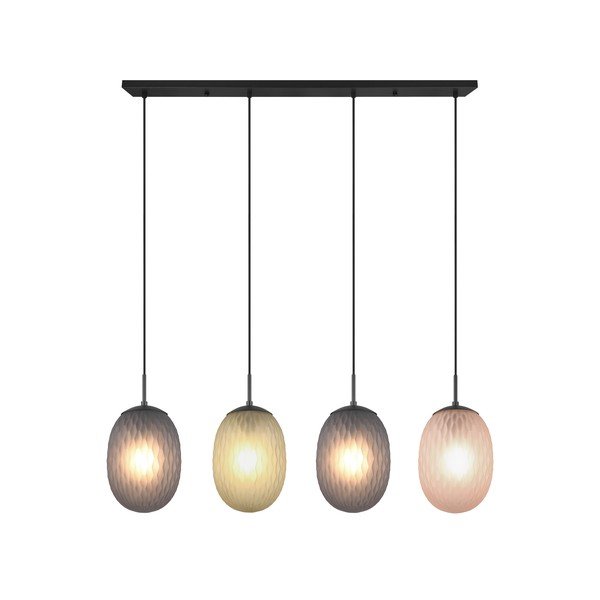 Lampadario nero opaco con paralume in vetro Facette – Trio-image-4