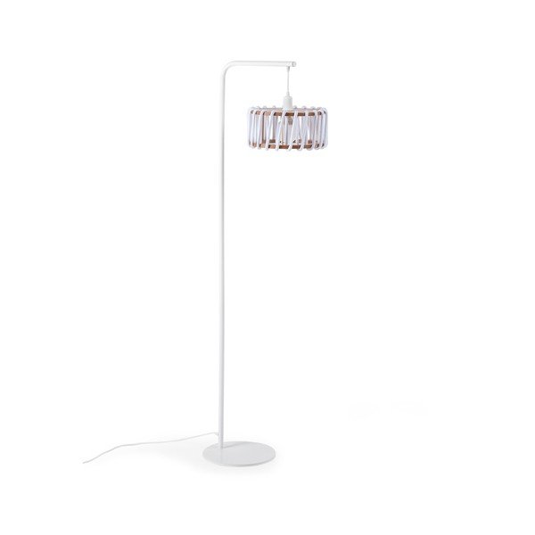 Lampada da terra con struttura bianca e piccolo paralume bianco Macaron - EMKO-image-1
