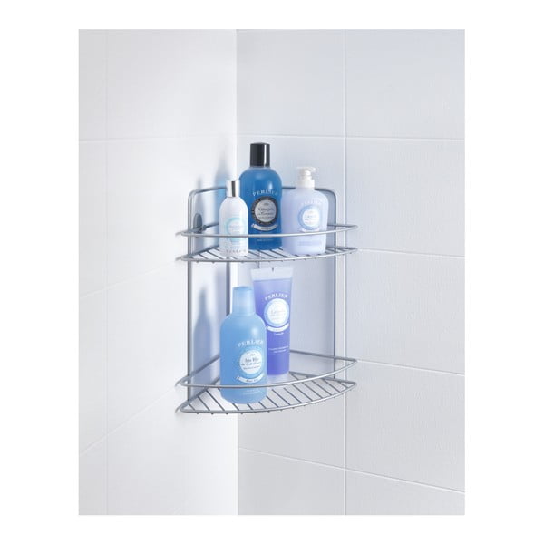 Mensola da bagno angolare a parete con due piani Refl - Metaltex-image-1