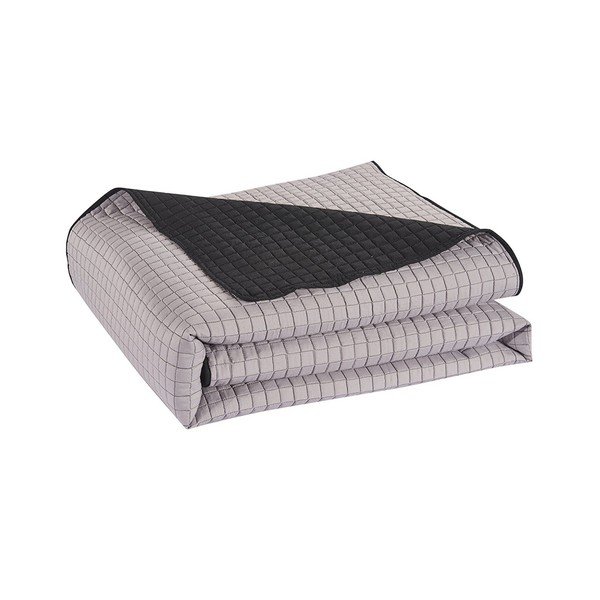 Copriletto in microfibra double-face nero e grigio Paul, 220 x 240 cm - DecoKing-image-1