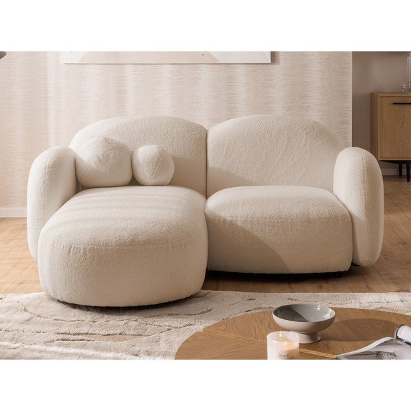 Divano angolare marrone chiaro (con penisola a sinistra/con chaise lounge) con rivestimento in bouclé Orbit – Ropez-image-1