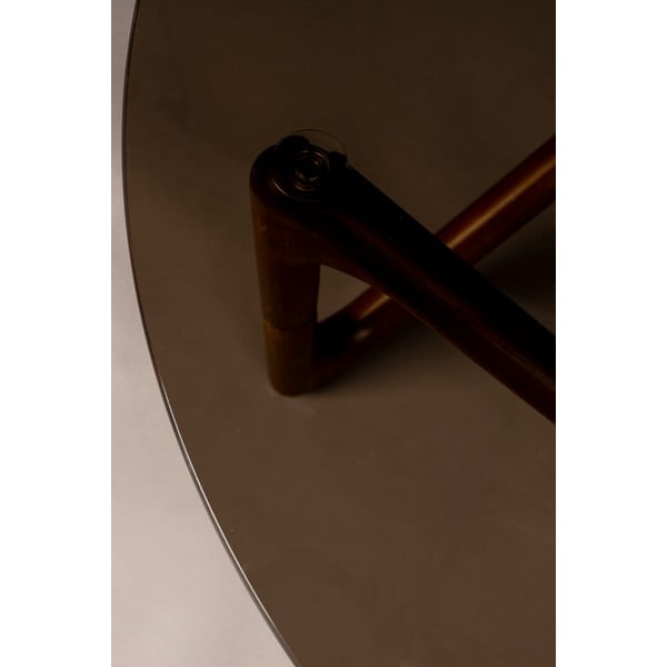 Tavolino da salotto rotondo marrone con piano in vetro ø 80 cm Naia – Dutchbone-image-3