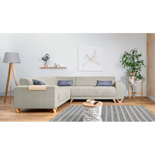 Divano angolare beige allungabile e con contenitore (con penisola a sinistra/a L) Classy Sophie – Miuform-image-1