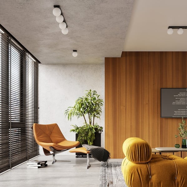 Lampada da soffitto nera con paralume in vetro ø 12 cm Umerta - Sollux-image-3