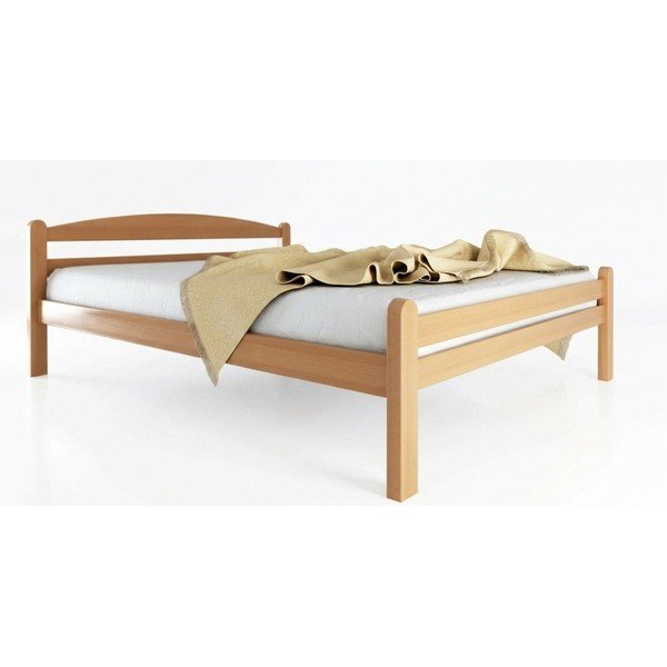 Letto matrimoniale di colore naturale in faggio massiccio con rete inclusa 180x200 cm Bellariva – B.E.S.
