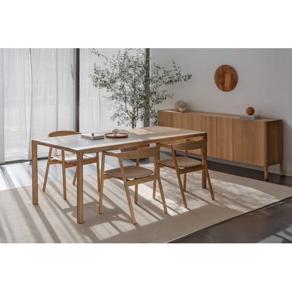 Sedia da pranzo in legno massiccio di quercia con seduta grigia Muna - Gazzda-image-3