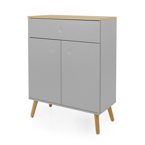 Cassettiera grigia con gambe in rovere, larghezza 79 cm Dot - Tenzo-image-1