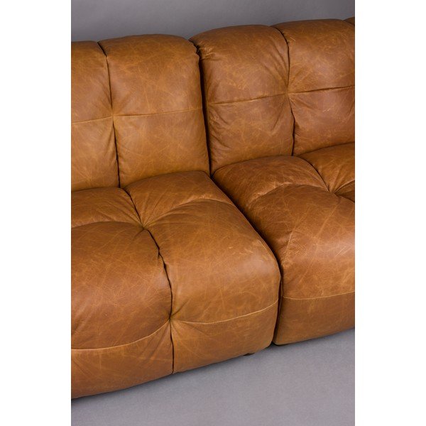 Divano componibile marrone cognac con rivestimento in pelle 264 cm Hackman – Dutchbone-image-1