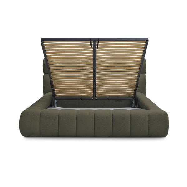 Letto matrimoniale imbottito verde contenitore e rete inclusi 160x200 cm Mont Blanc - Bobochic Paris-image-3