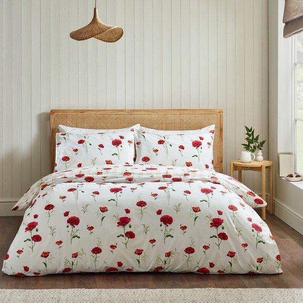 Set copripiumino e federa rosso per letto singolo 135x200 cm Poppy – Catherine Lansfield-image-1