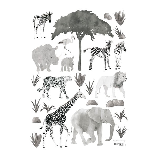 Foglio adesivo 30x42 cm Wild Animals - Lilipinso