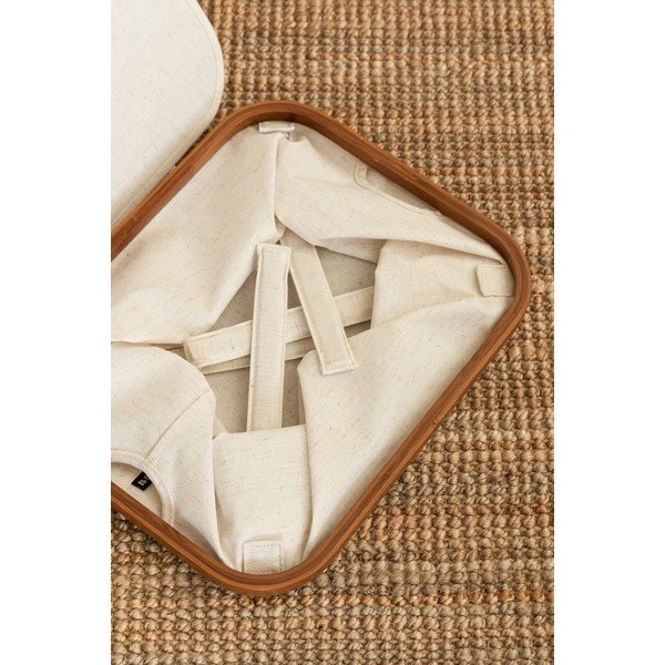 Scatola con coperchio color crema in tessuto 40,5x33x30 cm Bamboo/Linen – Bigso-image-3