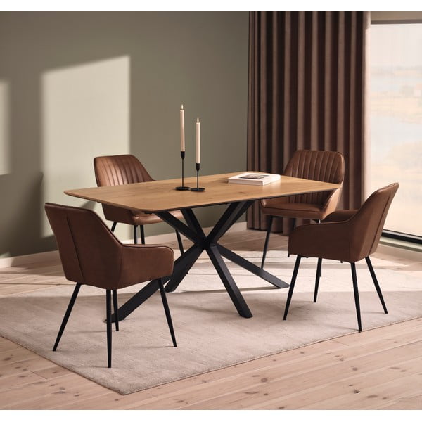 Set di sedie da pranzo marrone in imbottito con braccioli 2 pz Nolan Stripe – Unique Furniture-image-1