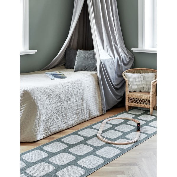 Passatoia da interno/esterno verde/color crema 70x300 cm Sten Army – Pappelina-image-1