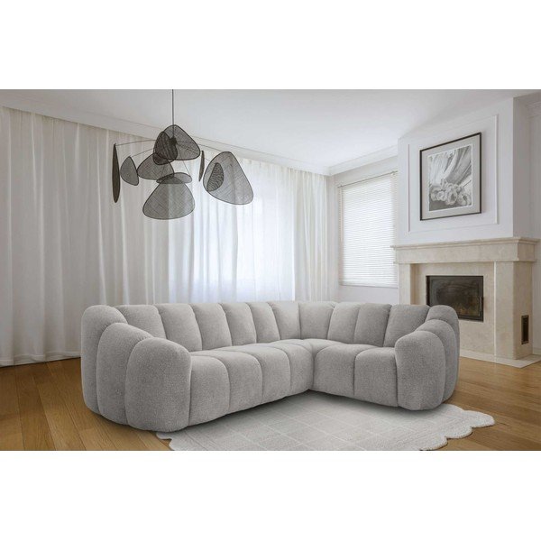 Divano angolare grigio chiaro (con penisola a destra/a L) Shell – Miuform-image-1