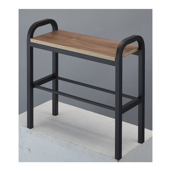 Scarpiera in metallo di colore nero-naturale Tower - YAMAZAKI-image-2