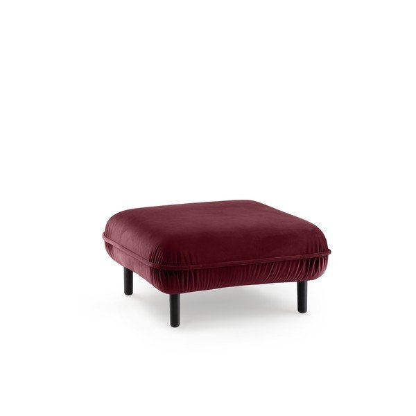 Pouf in velluto rosso borgogna Bean - EMKO-image-2