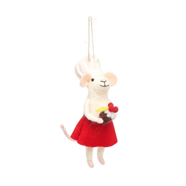 Decorazione per albero di natale in lana fatta a mano 14 cm Mary Baker Mouse – Sass & Belle