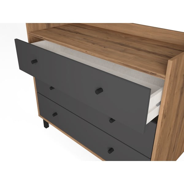 Cassettiera bassa grigia in noce 92x75 cm Malta - Marckeric-image-3