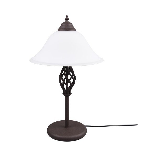 Lampada da tavolo marrone scuro con paralume in vetro (altezza totale 50 cm) Rustica – Trio