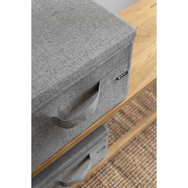 Scatola con coperchio grigia in tessuto 31x41x22 cm Soft Storage Medium – Bigso-image-1
