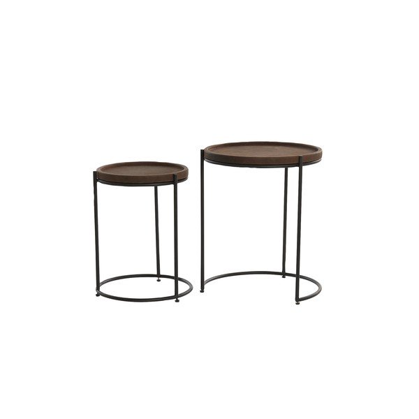 Tavolini tondi in pelle in set di 2 pezzi ø 53 cm Jairo - Light & Living-image-4